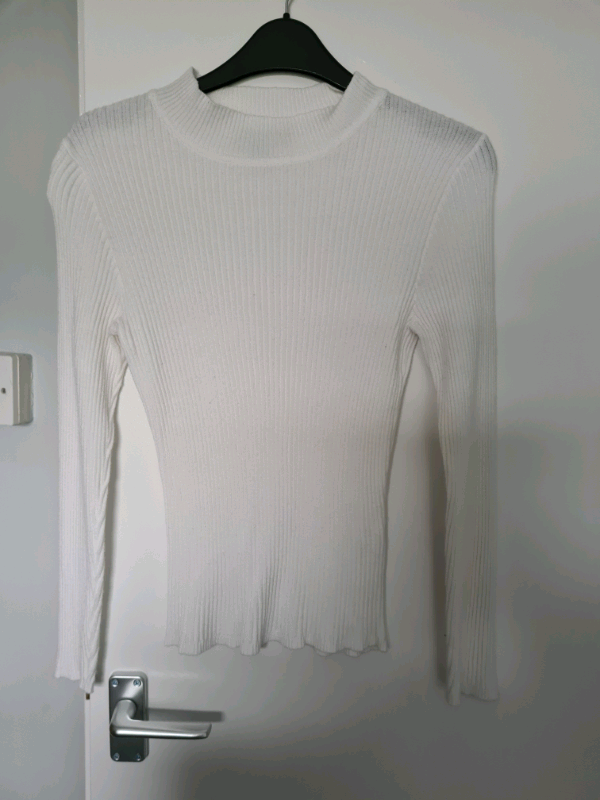Ladies ribbed cream white jumper size 12/14