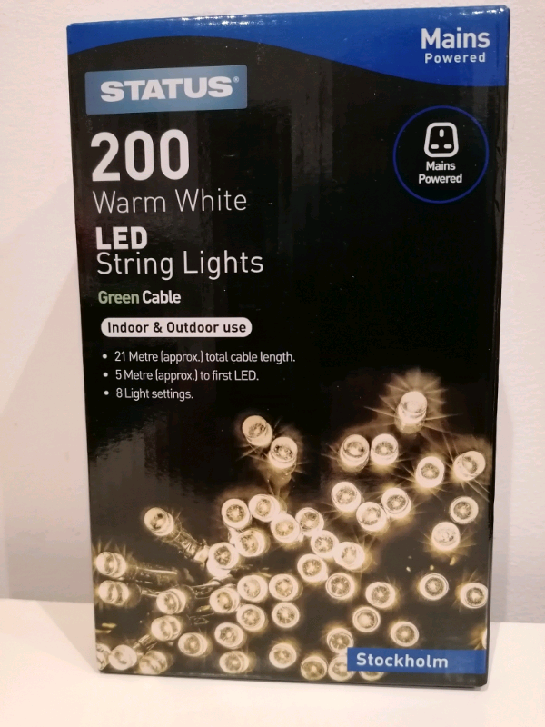 Christmas LED String Lights Warm White Indoor & Outdoor Use NEW