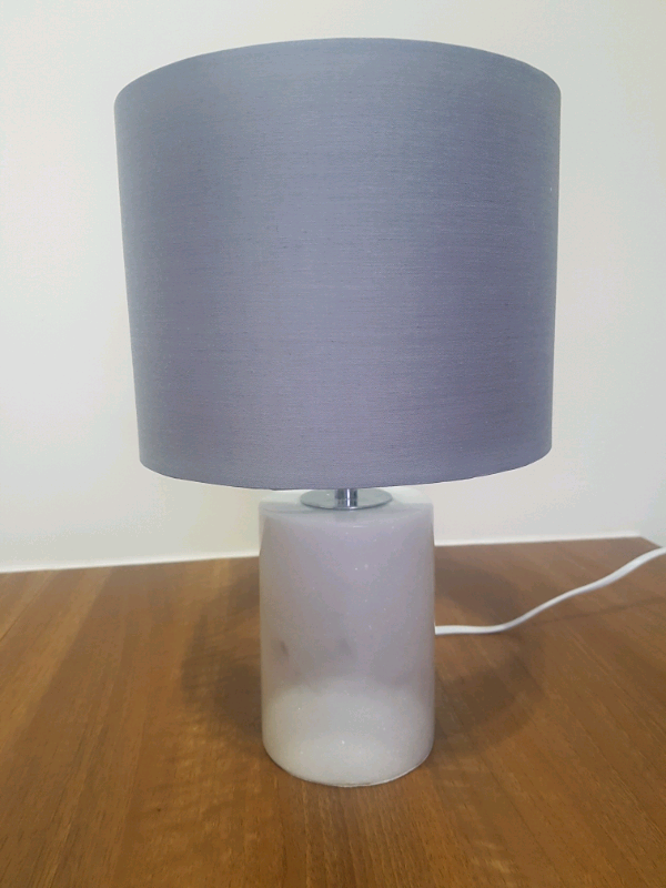image for Brand new Anya solid white marble grey shade lamp.