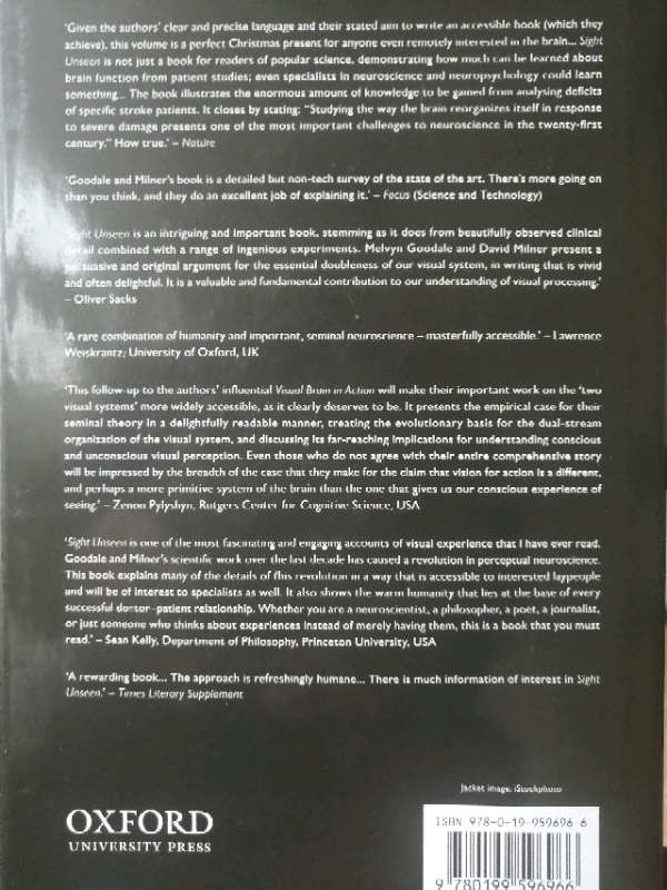 Book : Sight Unseen ( Melvyn Goodale, David Milne) 