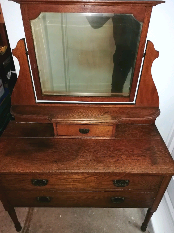 image for ANTIQUE FURNITURE 2 x WOOD ANTIQUE Chest of Drawers + MIRROR TV PROP  