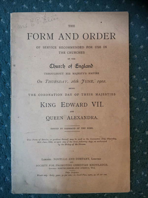 image for Coronation service programme 1902 original 