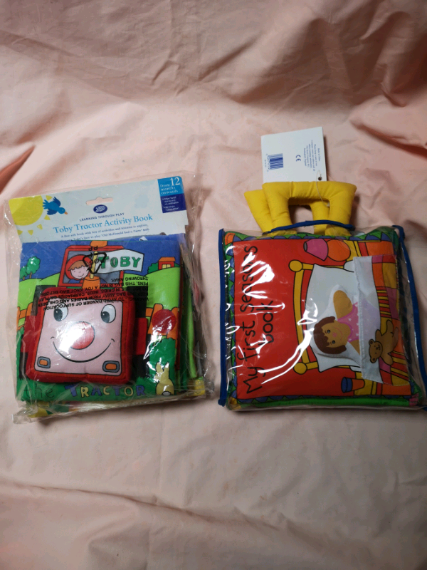 3 soft activity books (brand new) suitable from birth, ideal gift.