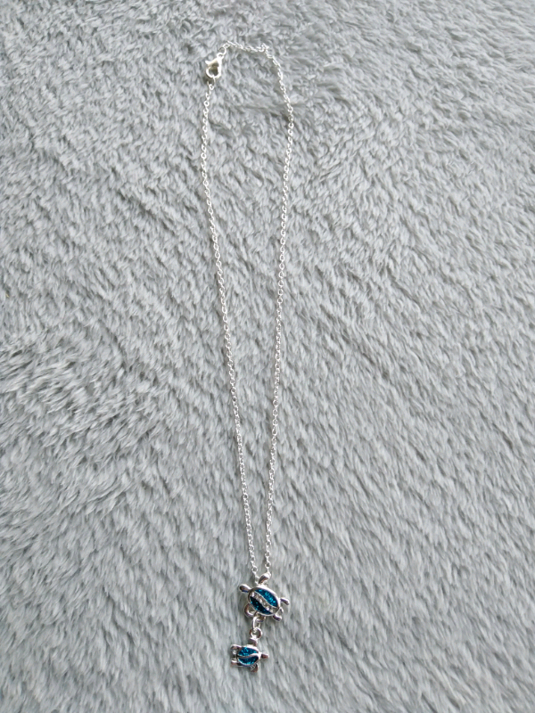 Turtle with baby pendant on chain-New! 