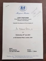 Margaret Thatcher personal invitation 