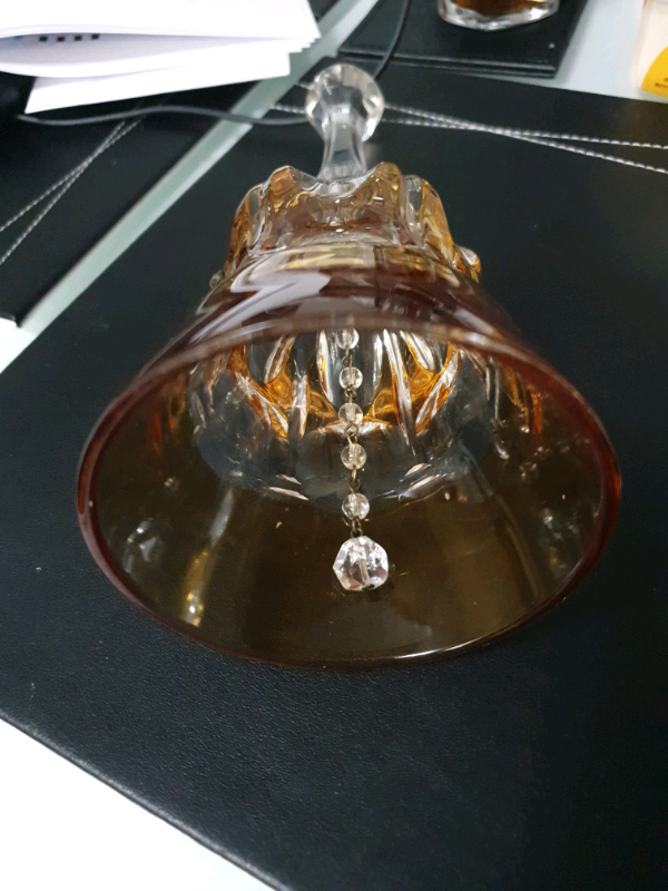 Crystal Glass Bell Clear w/ Amber Yellow Flashed King.