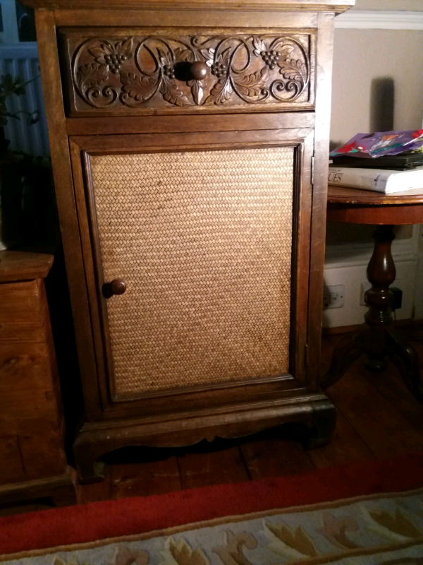 image for Old bed side unit made of rattan wood     
