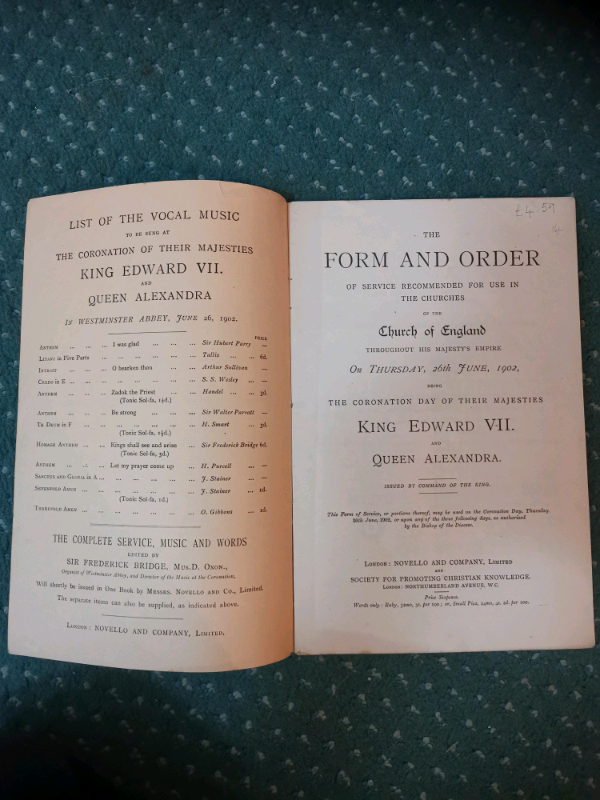 Coronation service programme 1902 original 
