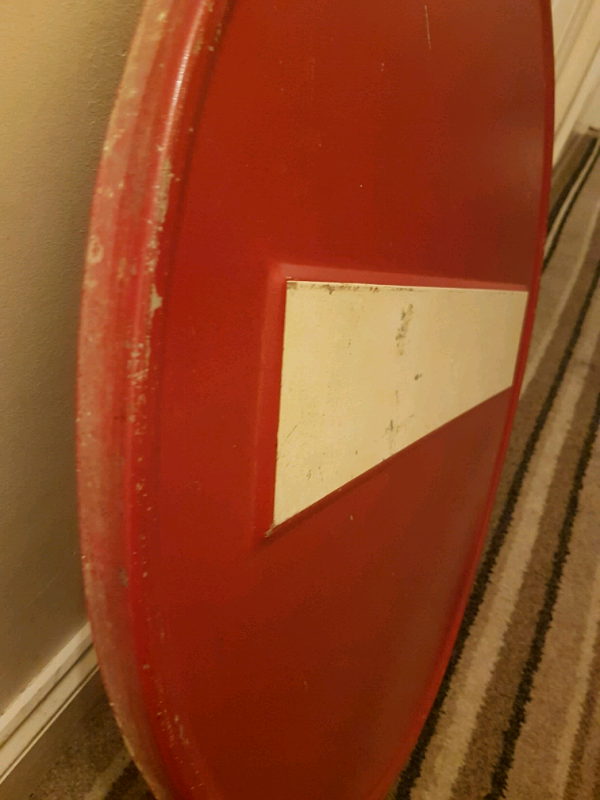 1952 possibly French No Entry sign - SOLID METAL - mega 700mm in size 