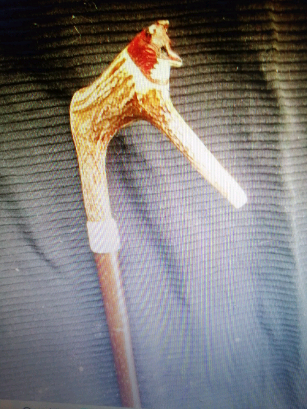 Carved fox walking stick 