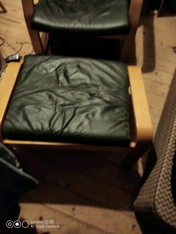 image for IKEA black armchair and footstool