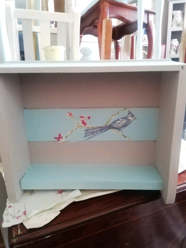 Upcycled wooden drawer into display unit 