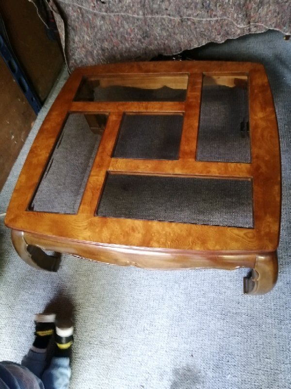 Modern burr walnut coffee table 