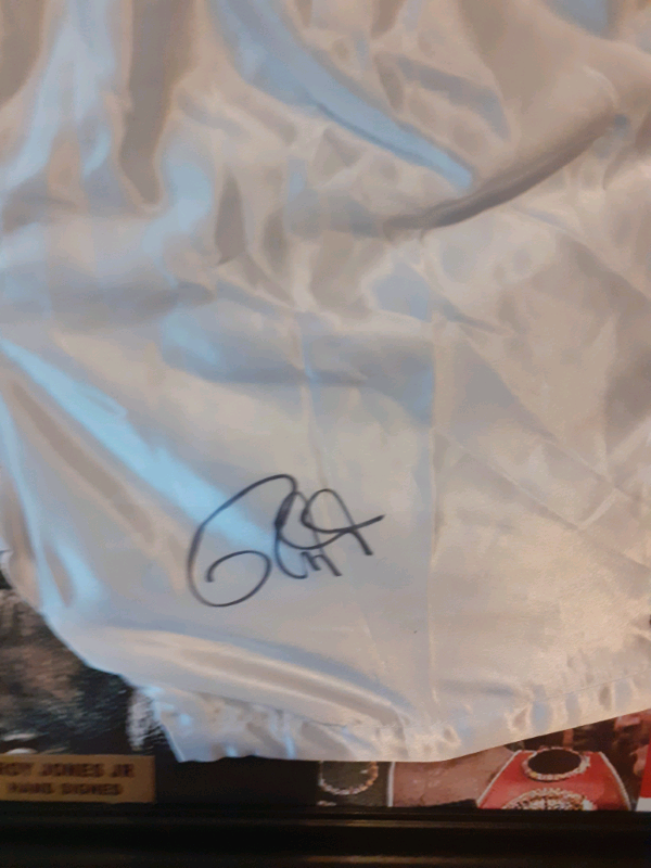 Roy jones jr Hand Signed Autograph Framed Boxing shorts 