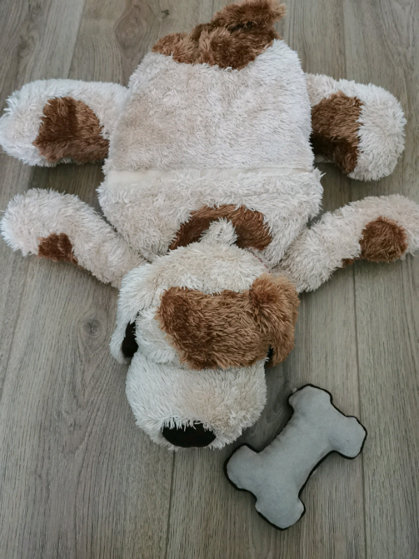 Marks&Spencers Soft Toy/Toys bag Plush Dog 2part CreamBrown Lying down