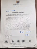 Signed personal letter from the HISTORIC ROYAL PALACES