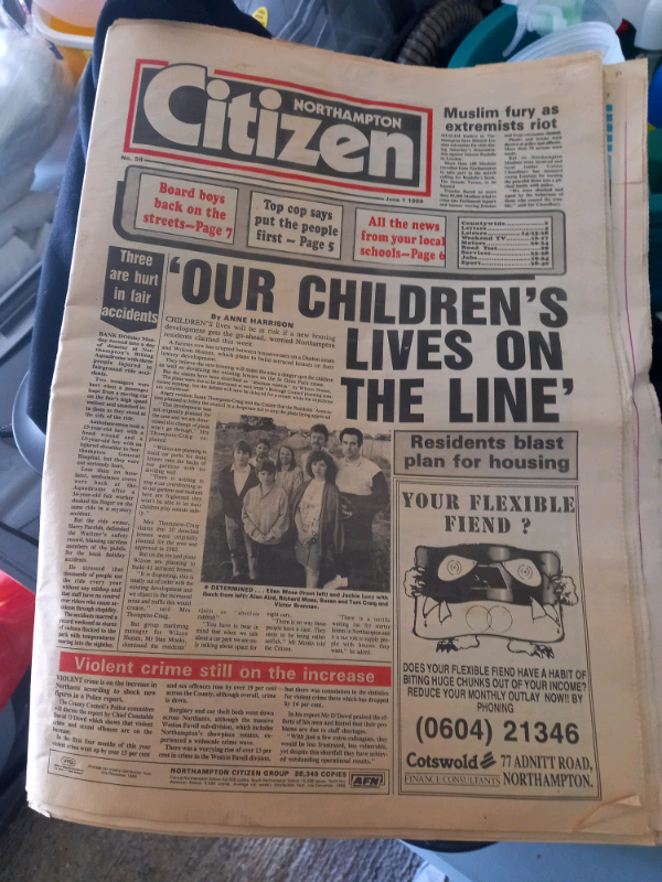 Northampton citizen newspaper june 1st 1989 vintage 
