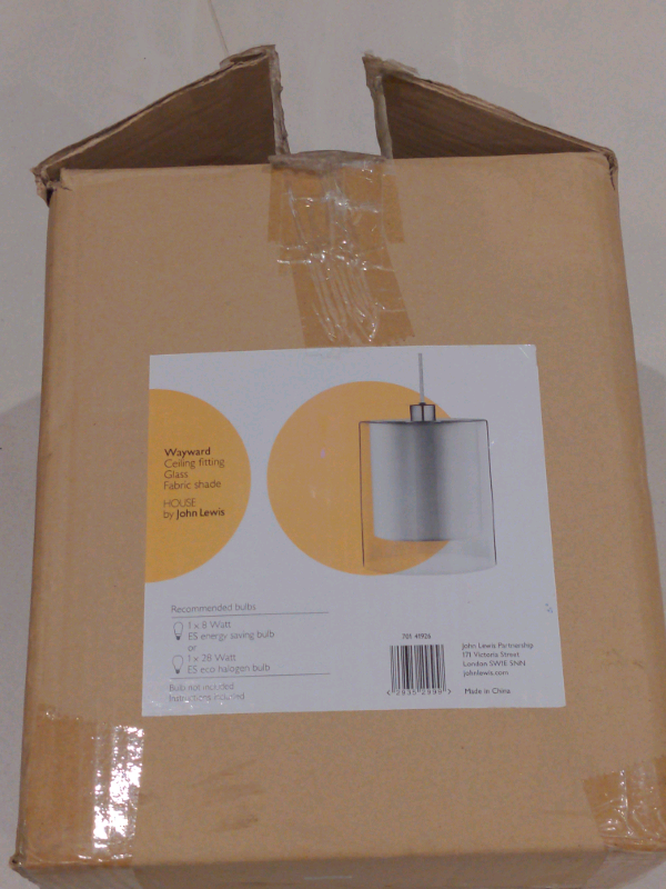 Glass and fabric ceiling light shade from John Lewis 