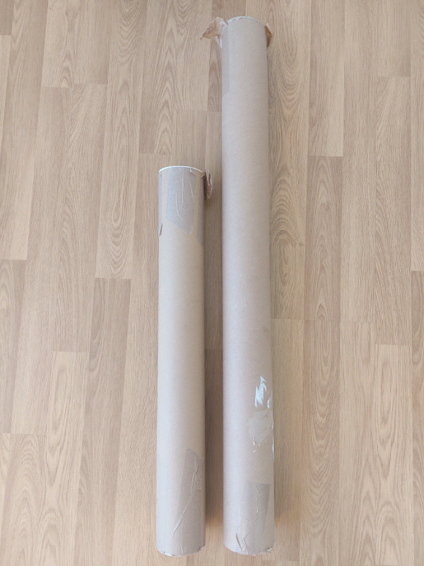 2 cardbord packaging tubes 88x8cm and 62x8cm (outer dimensions)
