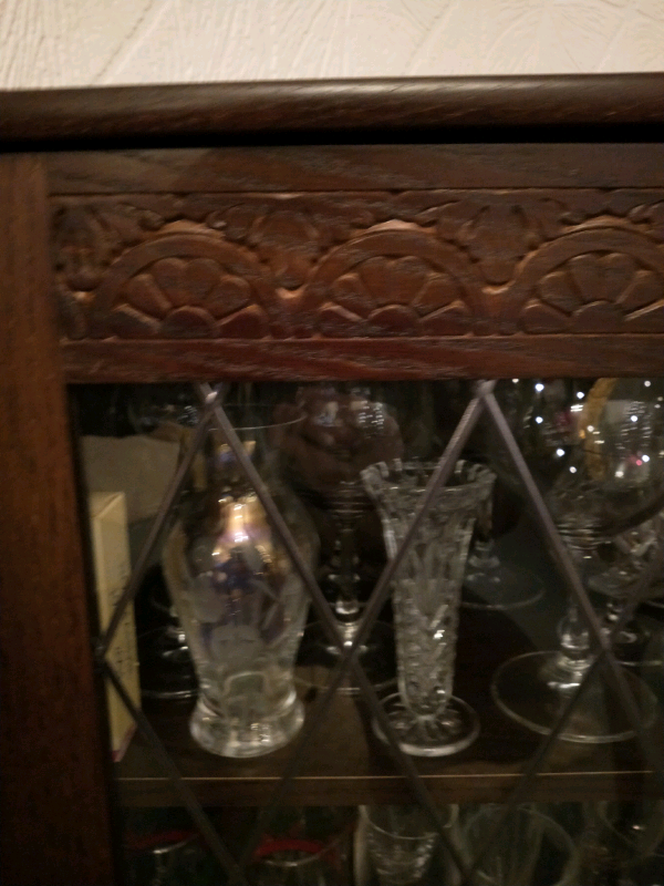 Dark Wood Display Cabinet/ Book Case 