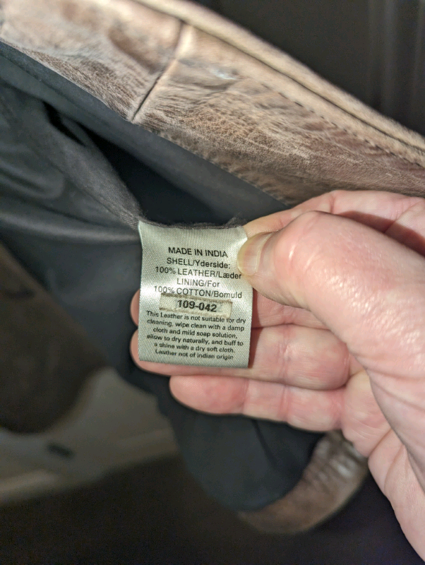 £50 Genuine leather jacket label Next size XL 
