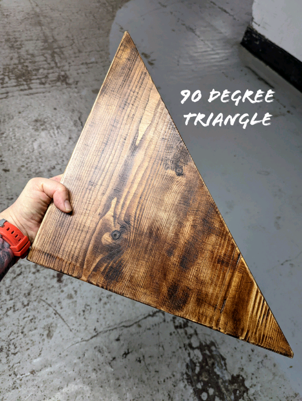 Triangular Rustic Plant Stand/ End Tables, with Steel Hairpin Legs 