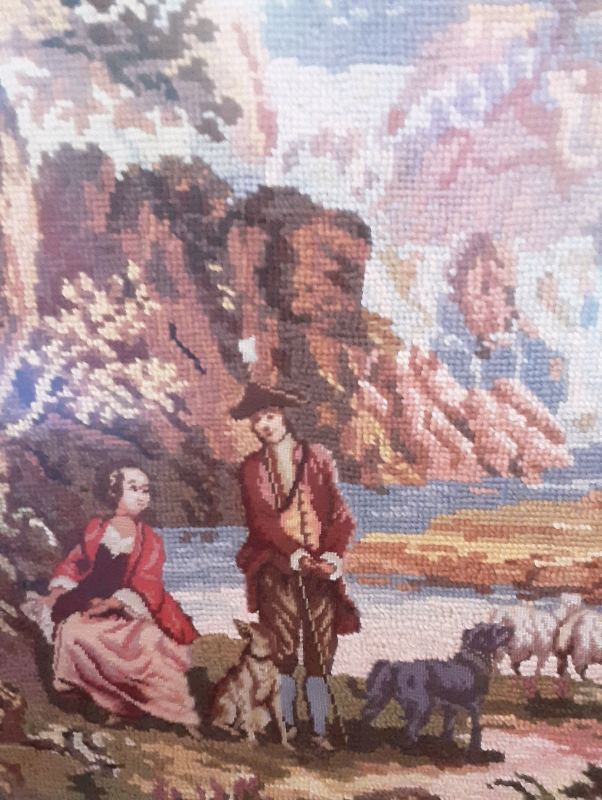 Framed embroidered hunting picture (Price O.N.O)