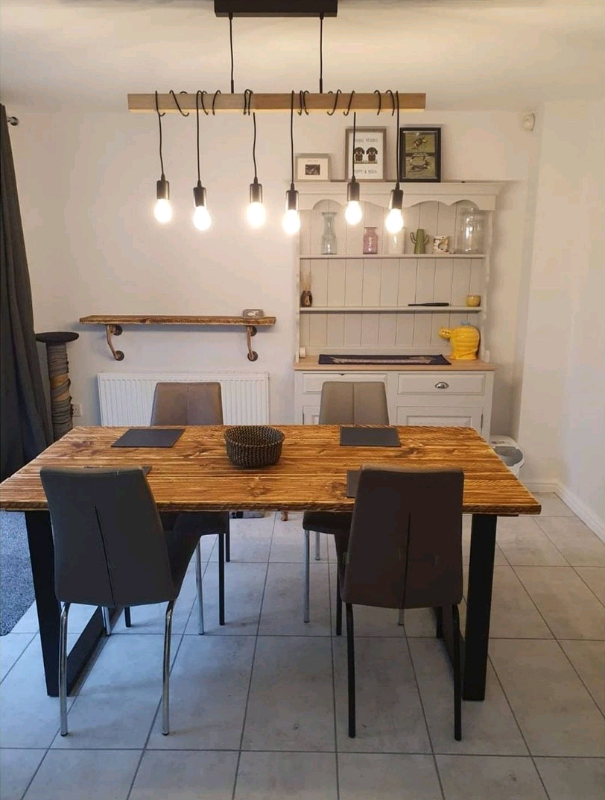 Rustic Dining Table, with Industrial Steel Box Legs 