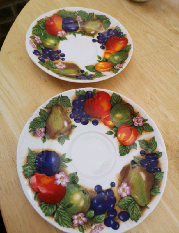 ROY KIRKHAM Fine Bone China Breakfast Cup & Saucer ORCHARD FRUIT .