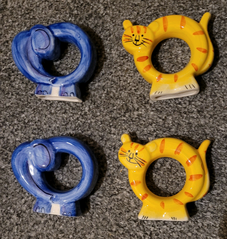 4 x Unused 'Marks and Spencer' Ceramic Animal Napkin Rings 