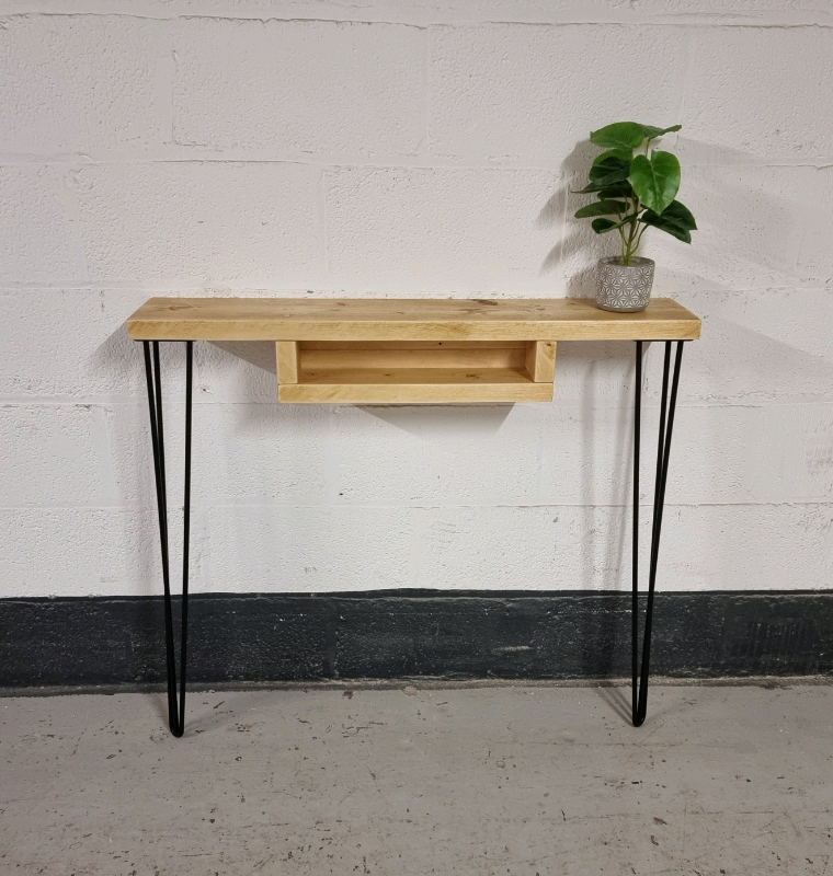 RUSTIC CONSOLE TABLE (WITH STORAGE) & STEEL HAIRPIN LEGS