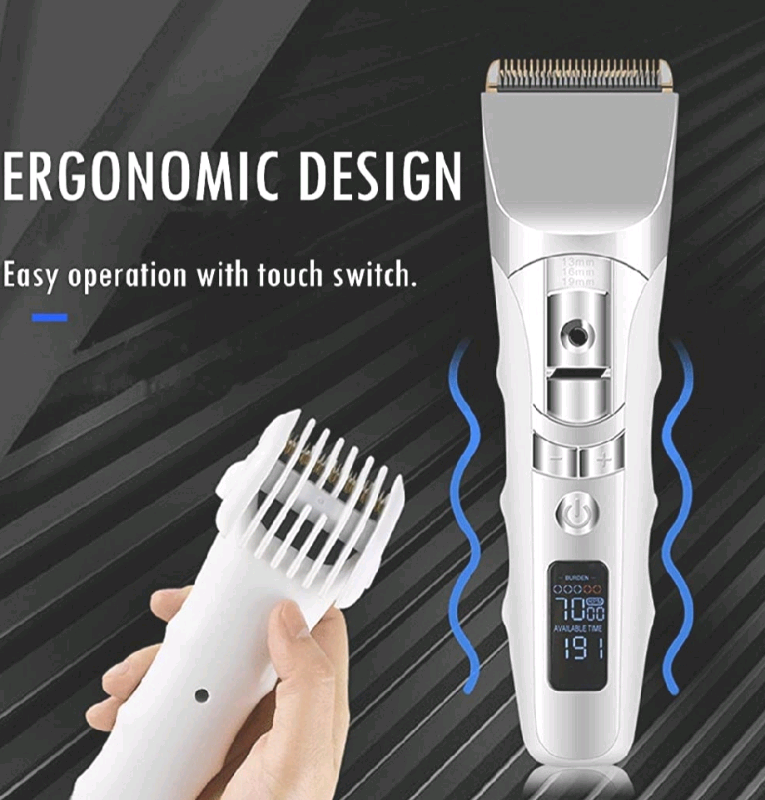 Cordless hair clipper set with digital display, new 