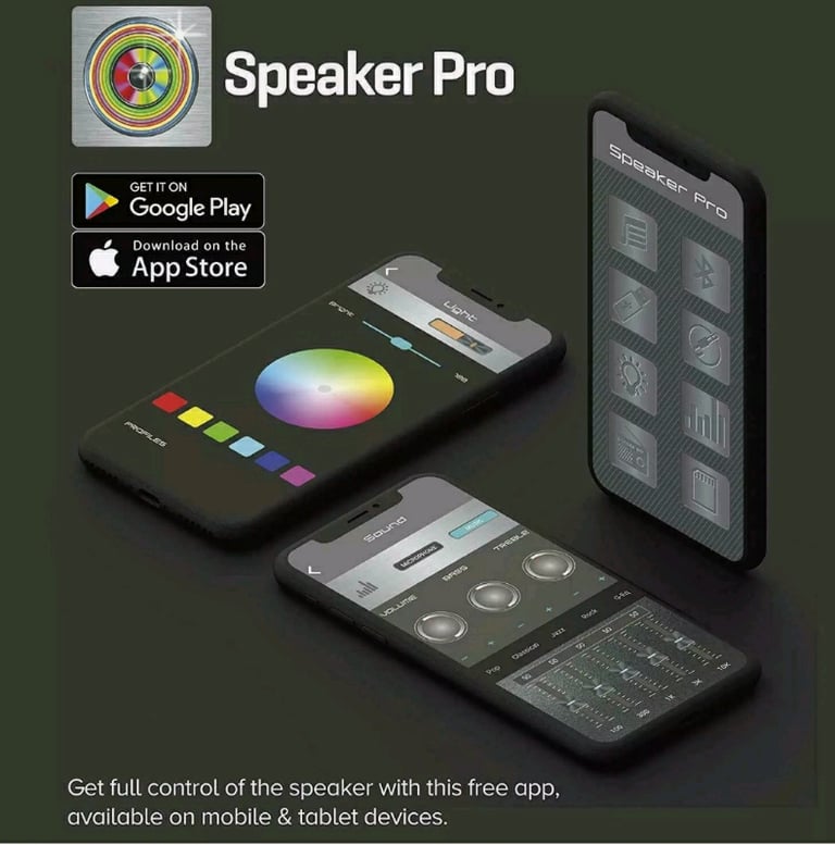 Daewoo LED Bazooka Speaker App Controlled Bluetooth/USB SPEAKER &  CHA