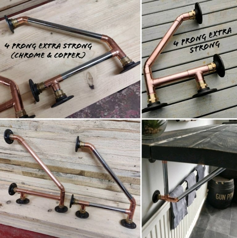 Rustic Wall Mounted Breakfast Bar, supported by Copper Pipe Brackets 