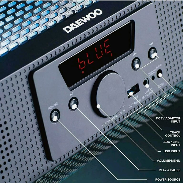 Daewoo LED Bazooka Speaker App Controlled Bluetooth/USB SPEAKER &  CHA