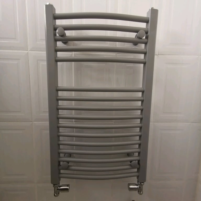 image for The Heating Co. Nassau stone grey heated towel rail 750 x 450