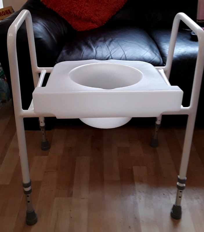 Raised Toilet Seat and Frame Adjustable width Toileting Mobility Aid