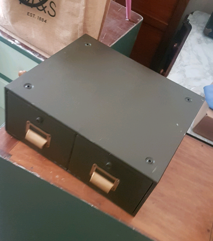 Vintage Antique Filing Drawer Unit - Army Green - Patina