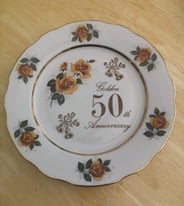 image for Golden 50th Anniversary Rose plate