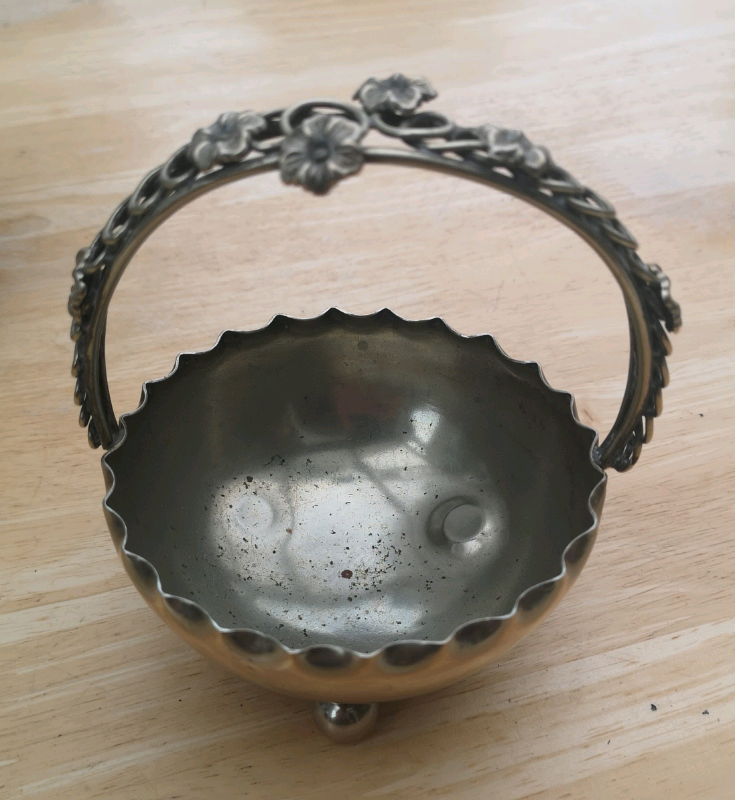 image for Silver plate Bowl with flower detail. 