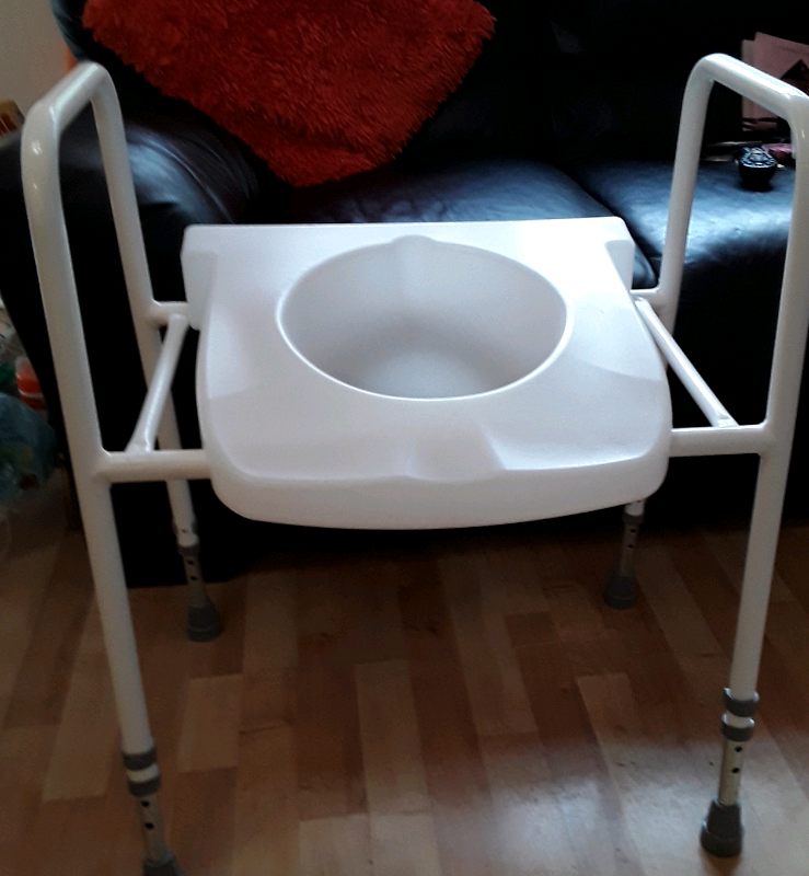 Raised Toilet Seat and Frame Adjustable width Toileting Mobility Aid
