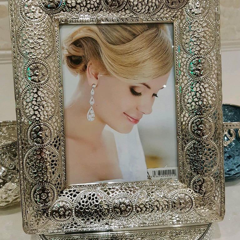 image for Moroccan Arabian Indian Ethnic 5x7 Photo Frame Silver Ornate Vintage Ideal Ramadan Home Gift