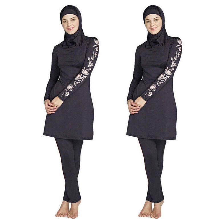 image for 3 Piece Girls Womens Ladies Muslim Full Piece Costumes Modest Swimwear Burkini Swimming Suit Girls