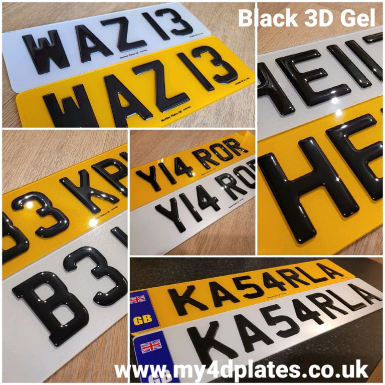 Black 3D Gel Car Number Plates Road Legal in Livingston, West