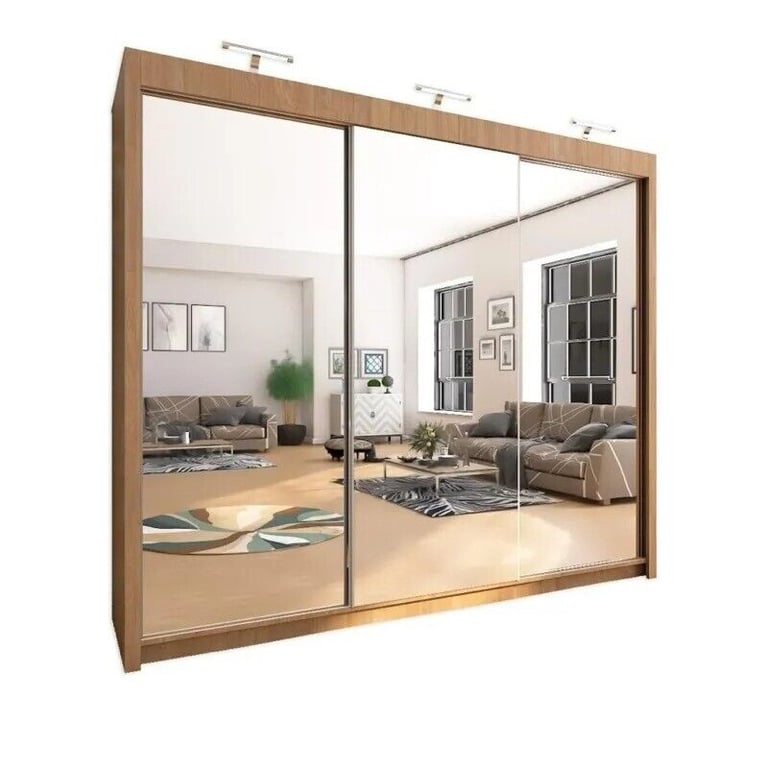 ⚡🌟Brand New 2 or 3 Doors Sliding Wardrobe with Mirrors in High Gloss or Matte Finish 