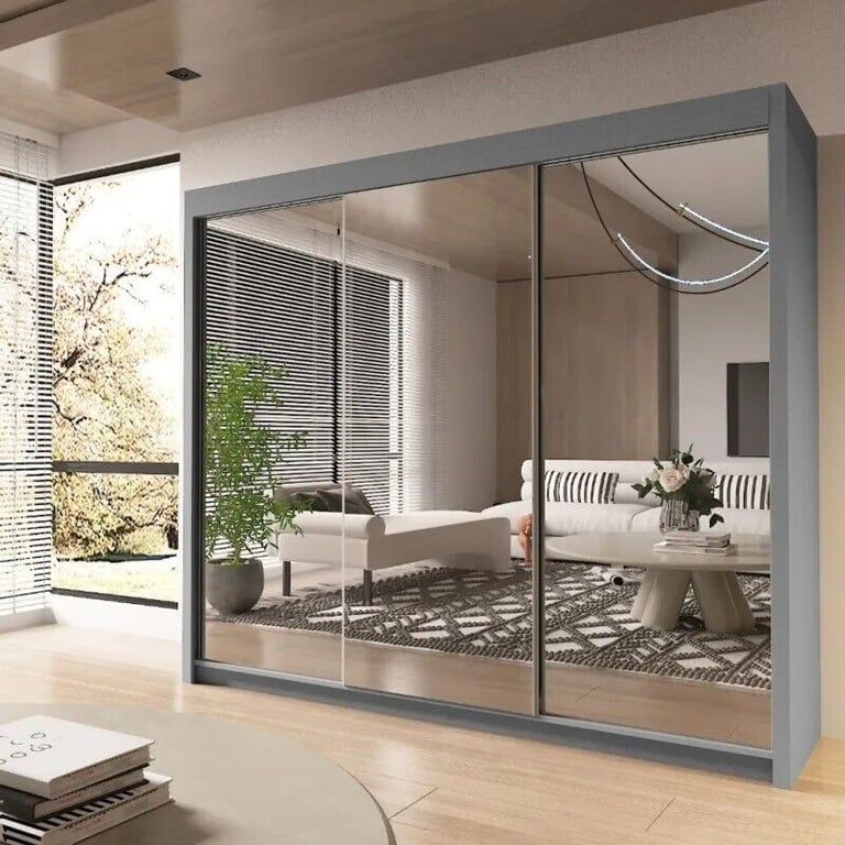 ⚡🌟Brand New 2 or 3 Doors Sliding Wardrobe with Mirrors in High Gloss or Matte Finish 