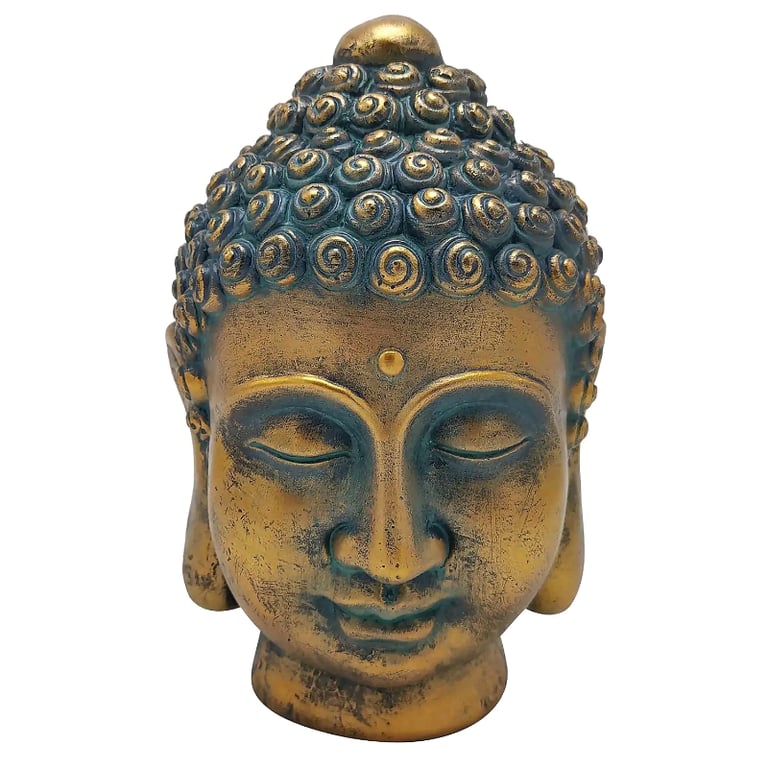 Large Buddha Head Ornament 24cm Tall Indoor Vintage Rustic Bronze New