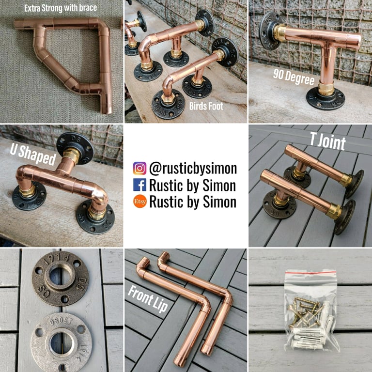 image for Industrial Designed Copper Pipe Shelf Brackets