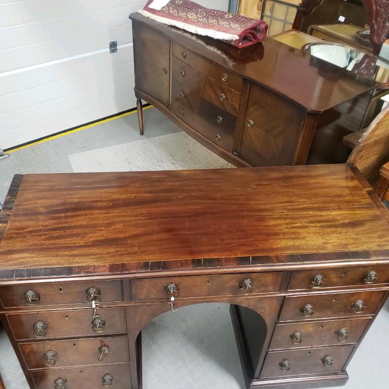 Antique mahogany knee hole desk