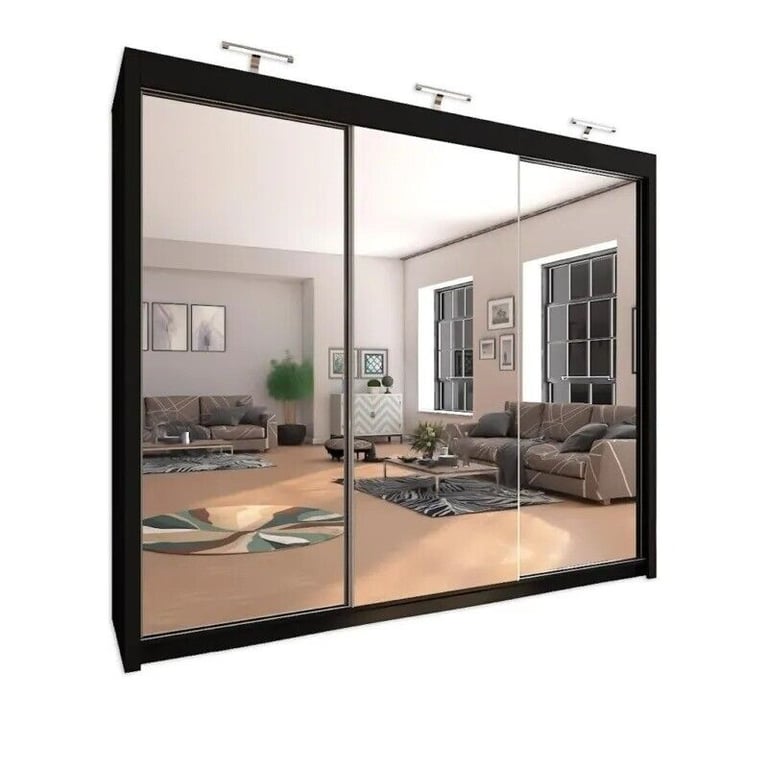⚡🌟Brand New 2 or 3 Doors Sliding Wardrobe with Mirrors in High Gloss or Matte Finish 